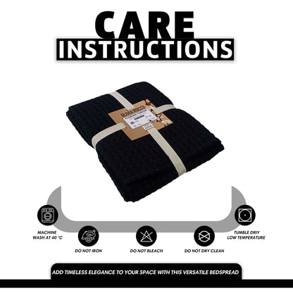 OLIVIA ROCCO Throw 180 x 250 CM / BLACK Florian Checked Throw Blanket Black Bedspread for Sofas Armchairs Sofa Settee Couch Beds & Couches by OLIVIA ROCCO Wholesale Manchester UK