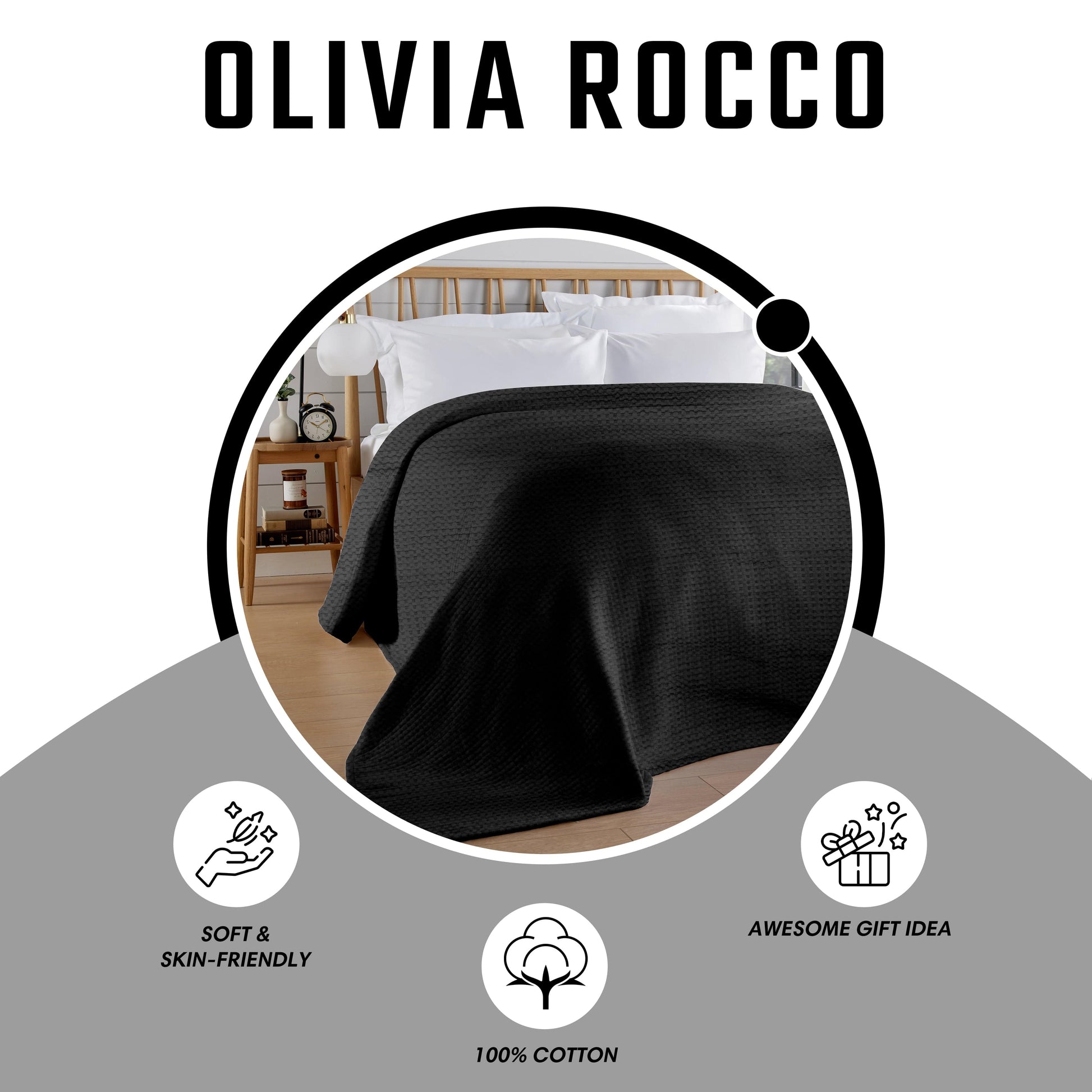OLIVIA ROCCO Throw 180 x 250 CM / BLACK Florian Checked Throw Blanket Black Bedspread for Sofas Armchairs Sofa Settee Couch Beds & Couches by OLIVIA ROCCO Wholesale Manchester UK