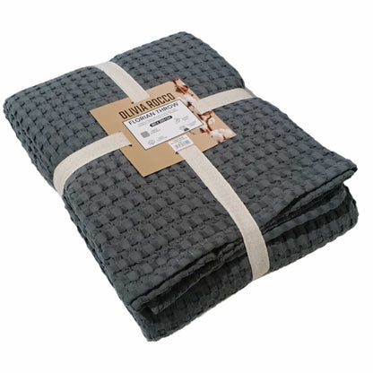 OLIVIA ROCCO Throw 180 x 250 CM / GREY Florian Checked Throw Blanket Grey Wholesale Manchester UK