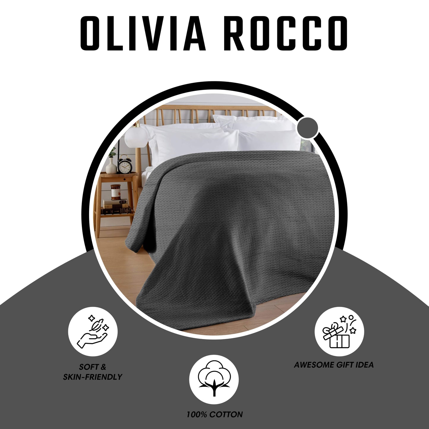 OLIVIA ROCCO Throw 180 x 250 CM / GREY Florian Checked Throw Blanket Grey Wholesale Manchester UK