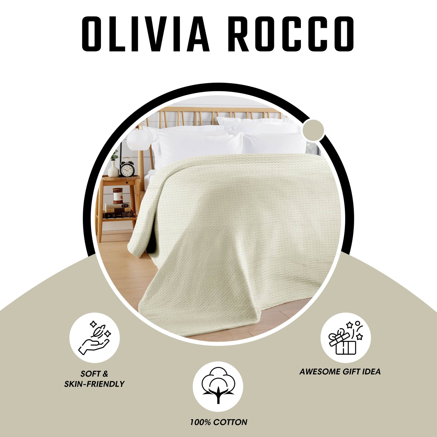 OLIVIA ROCCO Throw 180 x 250 CM / NATURAL Florian Checked Throw Blanket Natural Wholesale Manchester UK