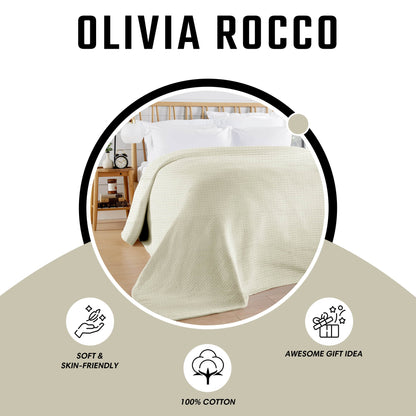 OLIVIA ROCCO Throw 180 x 250 CM / NATURAL Florian Checked Throw Blanket Natural Wholesale Manchester UK