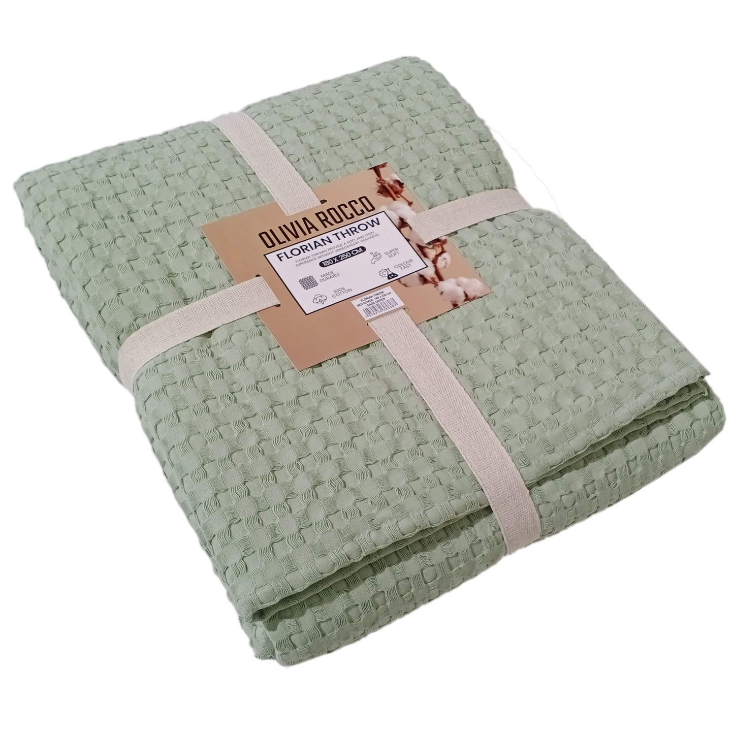 OLIVIA ROCCO Throw 180 x 250 CM / SAGE GREEN Florian Checked Throw Blanket Sage Green Wholesale Manchester UK
