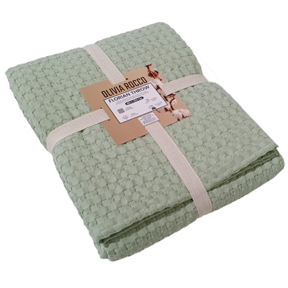 OLIVIA ROCCO Throw 180 x 250 CM / SAGE GREEN Florian Checked Throw Blanket Sage Green Wholesale Manchester UK