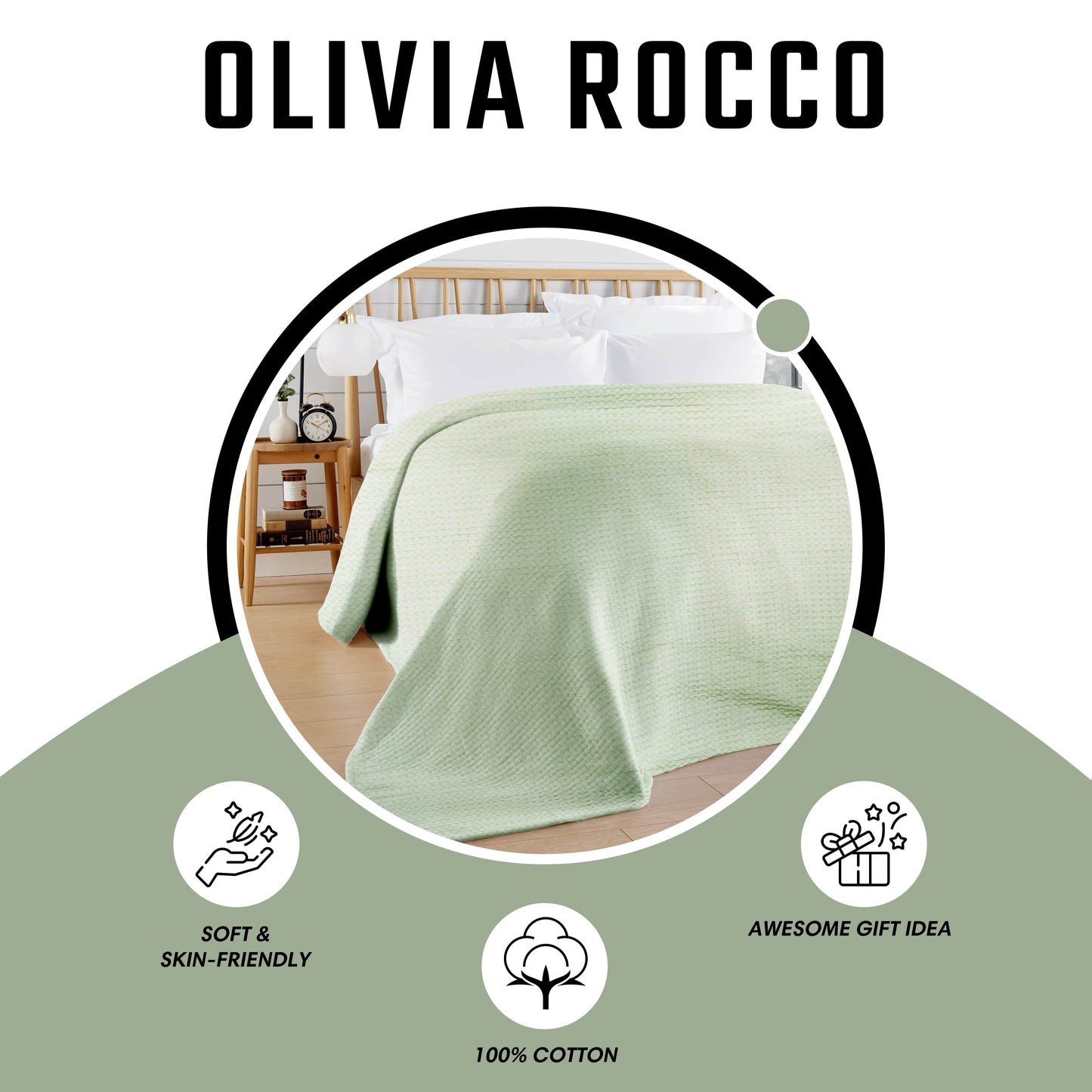 OLIVIA ROCCO Throw 180 x 250 CM / SAGE GREEN Florian Checked Throw Blanket Sage Green Wholesale Manchester UK