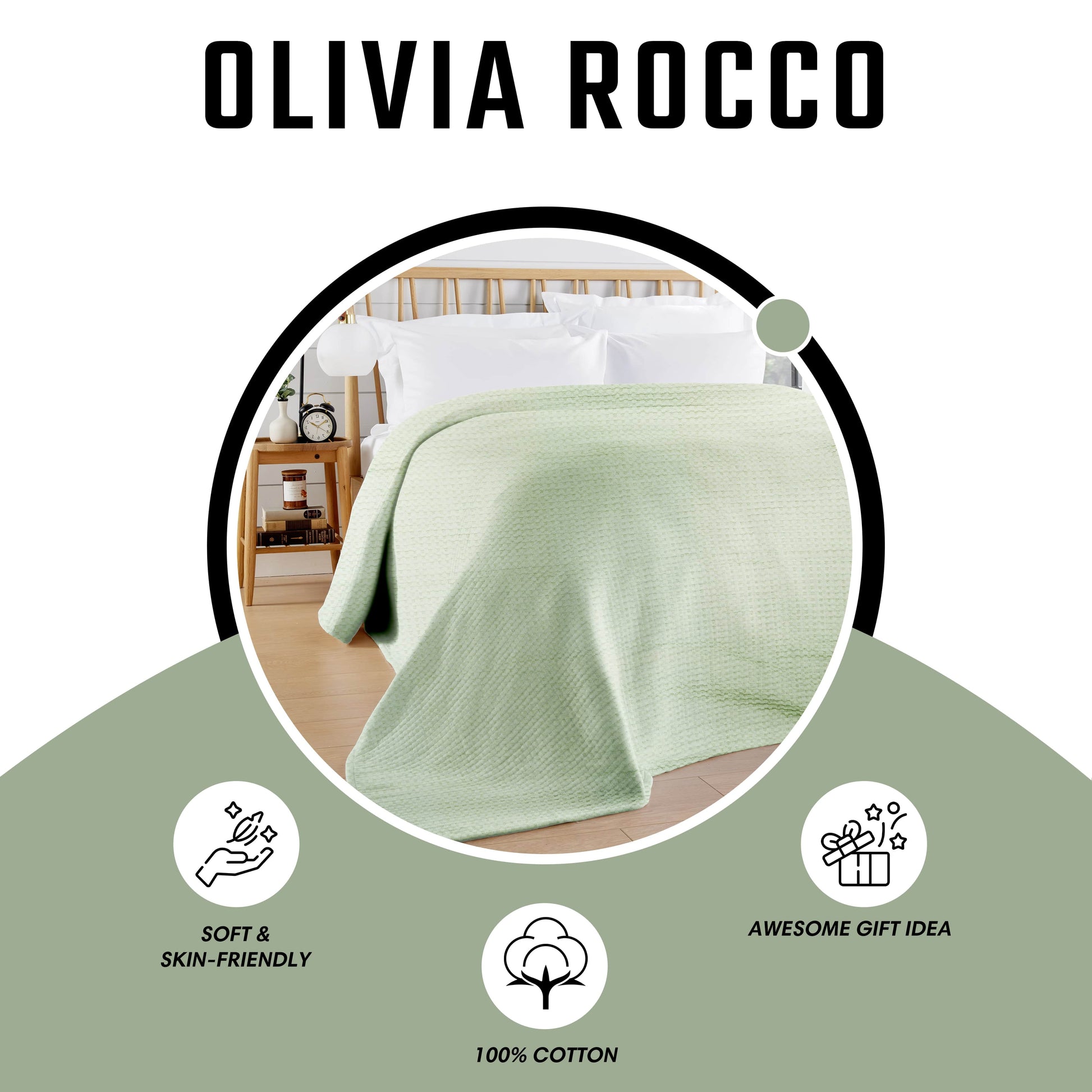 OLIVIA ROCCO Throw 180 x 250 CM / SAGE GREEN Florian Checked Throw Blanket Sage Green Wholesale Manchester UK