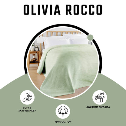 OLIVIA ROCCO Throw 180 x 250 CM / SAGE GREEN Florian Checked Throw Blanket Sage Green Wholesale Manchester UK