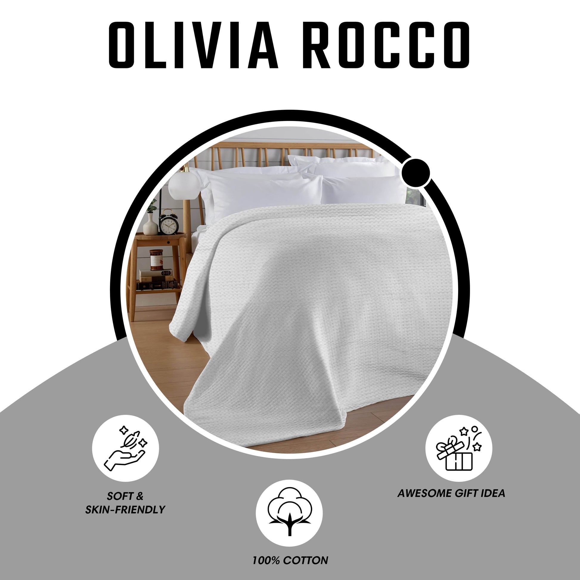OLIVIA ROCCO Throw 180 x 250 CM / WHITE Florian Checked Throw Blanket White Wholesale Manchester UK