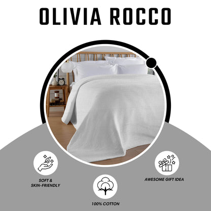 OLIVIA ROCCO Throw 180 x 250 CM / WHITE Florian Checked Throw Blanket White Wholesale Manchester UK
