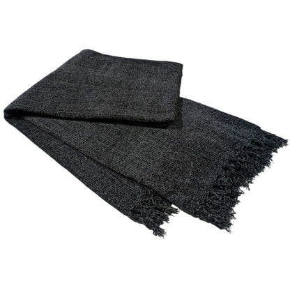 OLIVIA ROCCO Throw CHARCOAL / 130 x 170 cm Chenille Throw Blanket With Tassels For Couch Sofa Chair Bed Home Decoration Wholesale Manchester UK