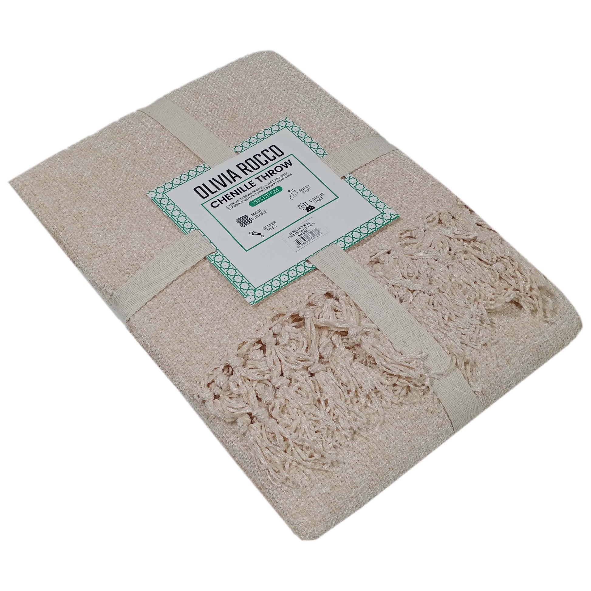 OLIVIA ROCCO Throw Chenille Throw Blanket With Tassels For Couch Sofa Chair Bed Home Decoration Wholesale Manchester UK