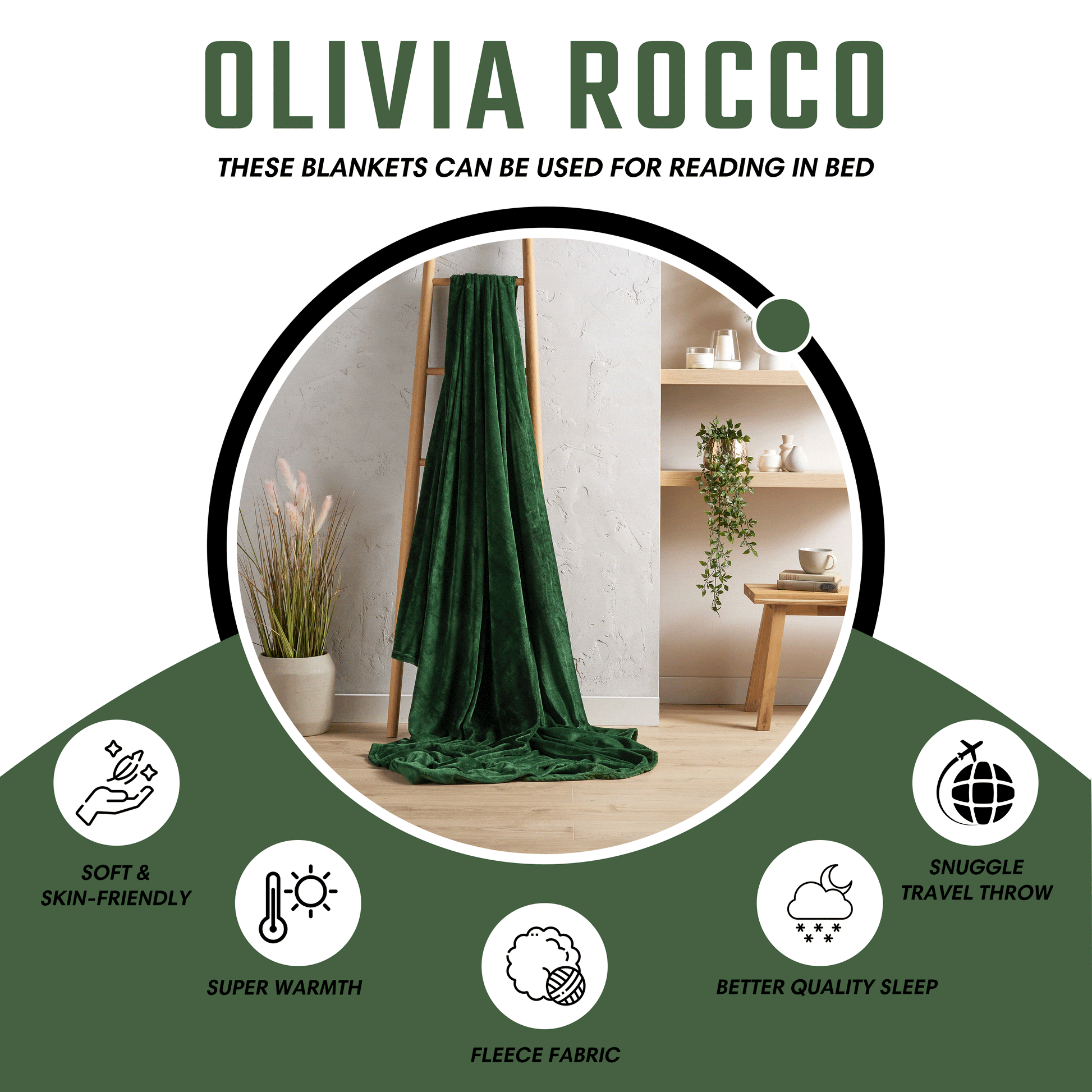 OLIVIA ROCCO Throw Flannel Fleece Throw Blanket Super Soft Warm Fluffy For Bed Sofa Couch Chair Wholesale Manchester UK