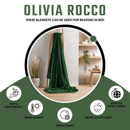 OLIVIA ROCCO Throw Flannel Fleece Throw Blanket Super Soft Warm Fluffy For Bed Sofa Couch Chair Wholesale Manchester UK