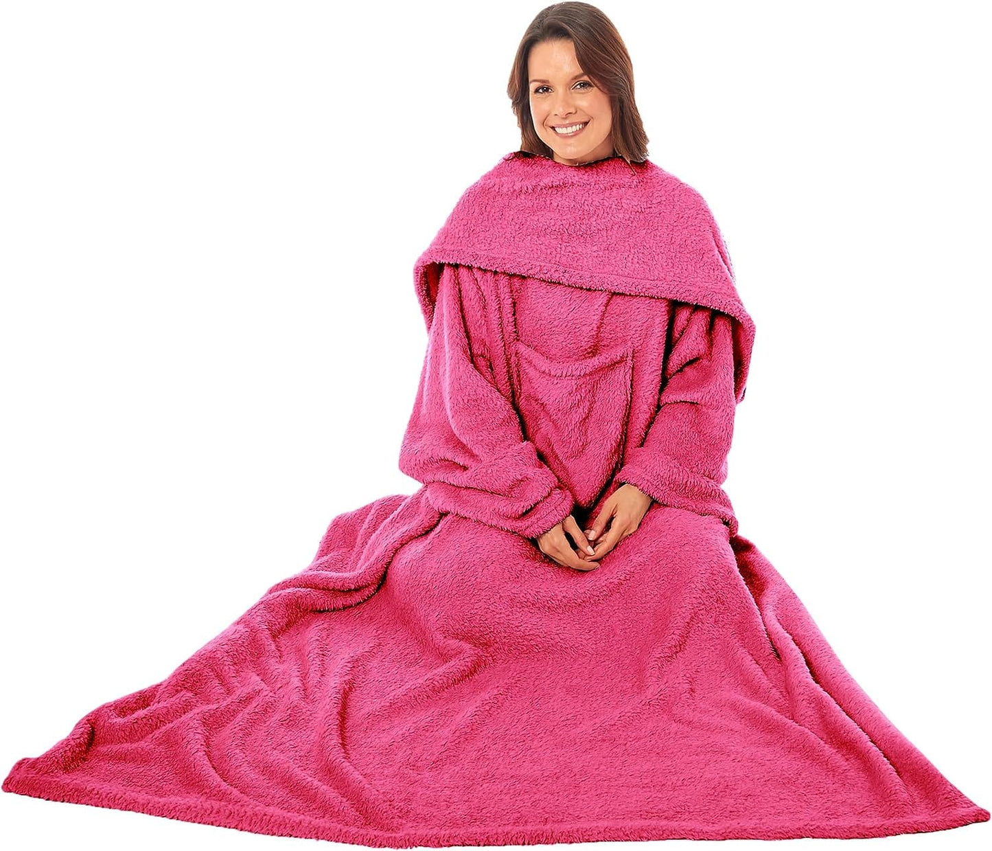 OLIVIA ROCCO Throw MAGENTA Wearable TV Blankets, Ultra Soft Cosy Fleece Throws With Sleeves And Pocket Wholesale Manchester UK