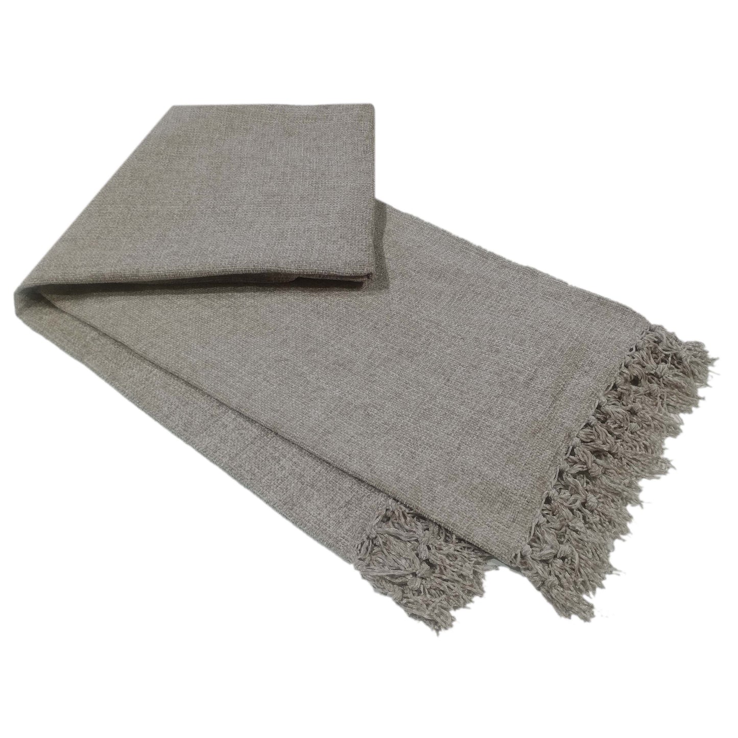 OLIVIA ROCCO Throw SILVER / 130 x 170 cm Chenille Throw Blanket With Tassels For Couch Sofa Chair Bed Home Decoration Wholesale Manchester UK