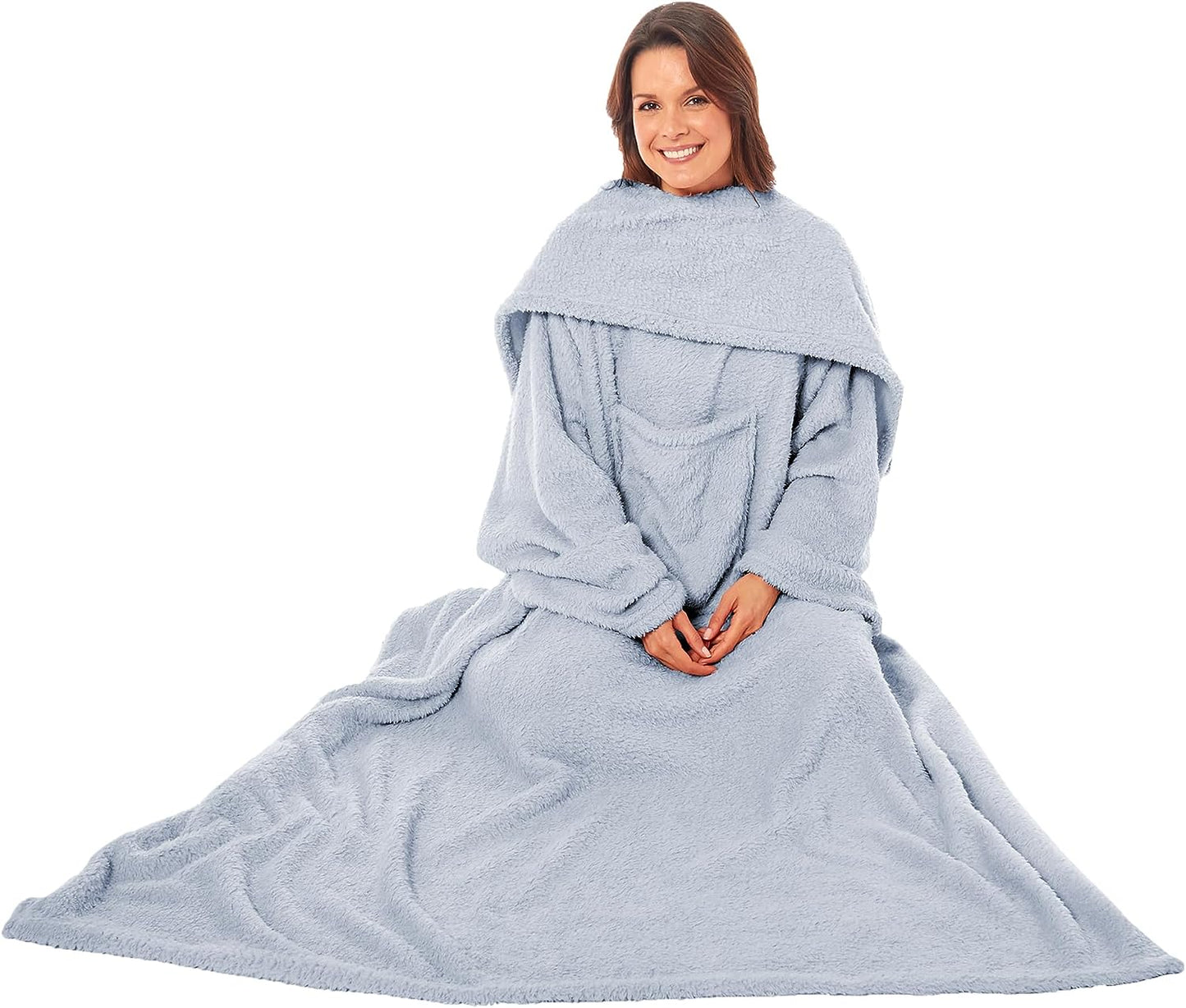 OLIVIA ROCCO Throw SILVER Wearable TV Blankets, Ultra Soft Cosy Fleece Throws With Sleeves And Pocket Wholesale Manchester UK
