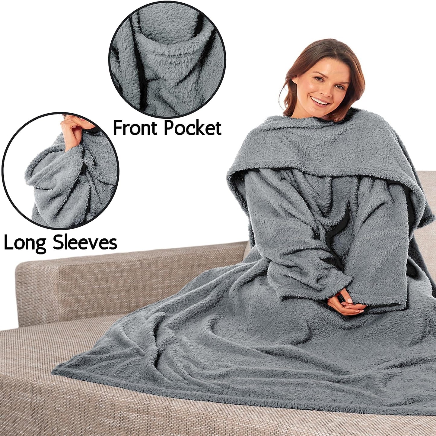 OLIVIA ROCCO Throw Wearable TV Blankets, Ultra Soft Cosy Fleece Throws With Sleeves And Pocket Wholesale Manchester UK