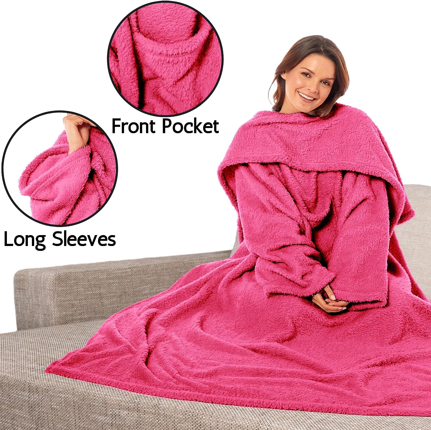 OLIVIA ROCCO Throw Wearable TV Blankets, Ultra Soft Cosy Fleece Throws With Sleeves And Pocket Wholesale Manchester UK