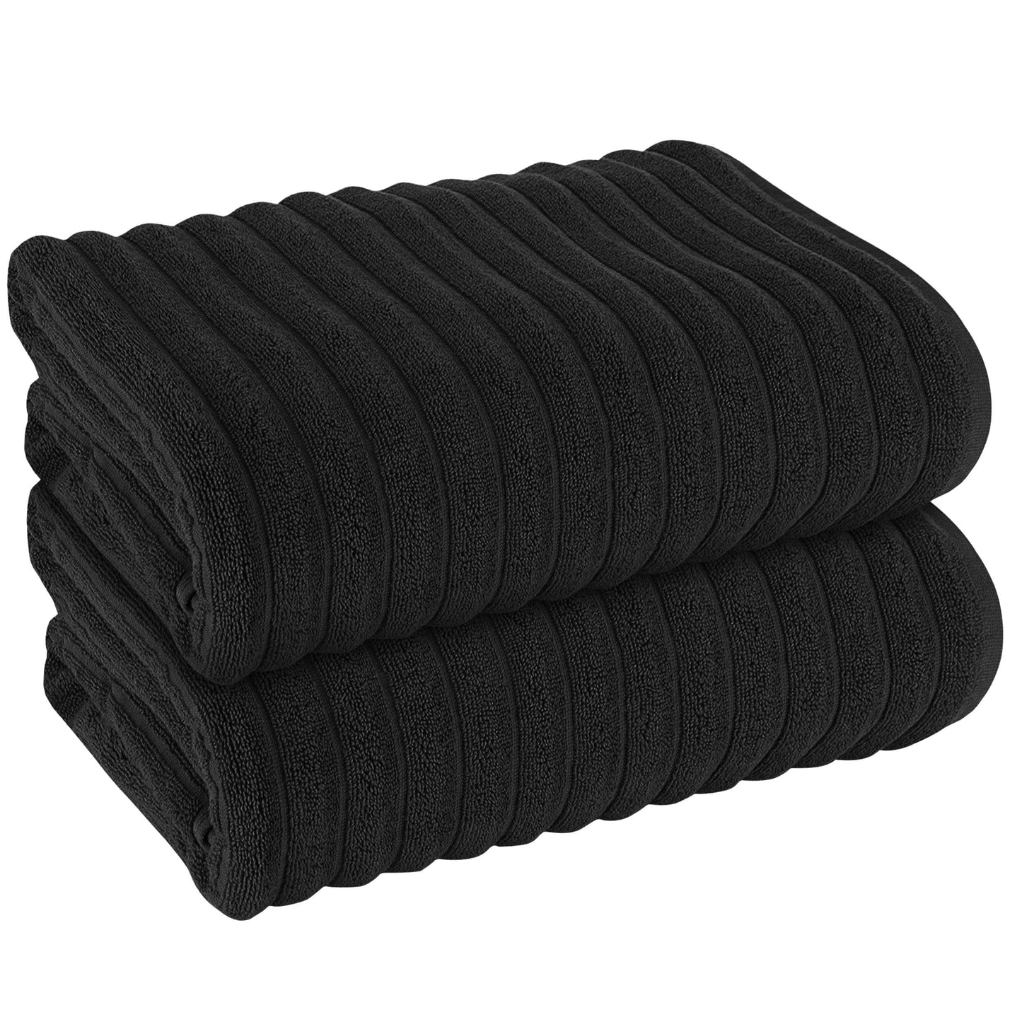 OLIVIA ROCCO Towel 2 PK JUMBO BATH SHEET / BLACK Ribbed Towels Sets Range Hydro Cotton Bath linens Towel Wholesale Manchester UK