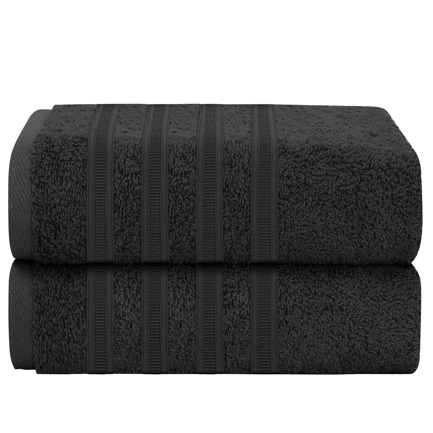 OLIVIA ROCCO Towel 2 PK JUMBO BATH SHEET / BLACK Ritz Collection Towel Sets Bale Viscose Stripe Towels Range Highly Absorbent Wholesale Manchester UK