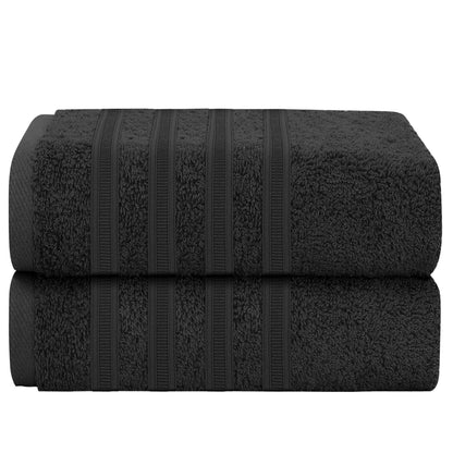 OLIVIA ROCCO Towel 2 PK JUMBO BATH SHEET / BLACK Ritz Collection Towel Sets Bale Viscose Stripe Towels Range Highly Absorbent Wholesale Manchester UK