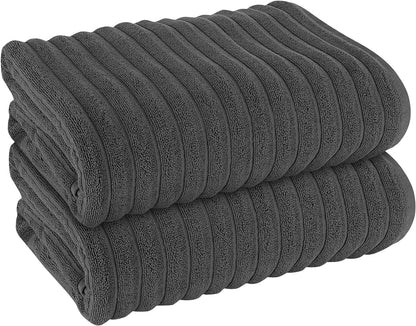 OLIVIA ROCCO Towel 2 PK JUMBO BATH SHEET / CHARCOAL Ribbed Towels Sets Range Hydro Cotton Bath linens Towel Wholesale Manchester UK