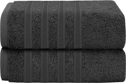 OLIVIA ROCCO Towel 2 PK JUMBO BATH SHEET / CHARCOAL Ritz Collection Towel Sets Bale Viscose Stripe Towels Range Highly Absorbent Wholesale Manchester UK