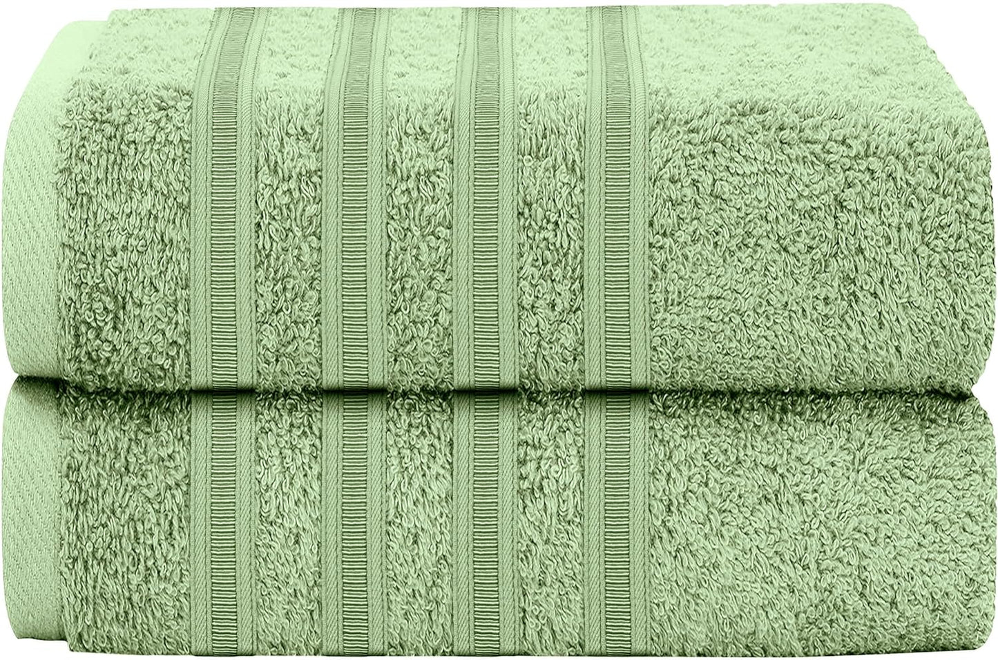 OLIVIA ROCCO Towel 2 PK JUMBO BATH SHEET / SAGE GREEN Ritz Collection Towel Sets Bale Viscose Stripe Towels Range Highly Absorbent Wholesale Manchester UK