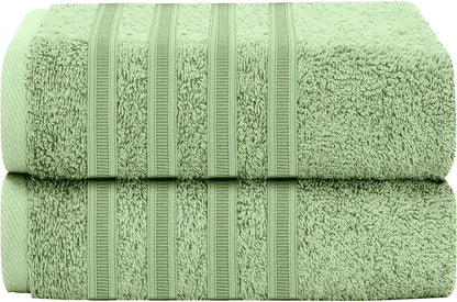 OLIVIA ROCCO Towel 2 PK JUMBO BATH SHEET / SAGE GREEN Ritz Collection Towel Sets Bale Viscose Stripe Towels Range Highly Absorbent Wholesale Manchester UK