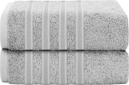 OLIVIA ROCCO Towel 2 PK JUMBO BATH SHEET / SILVER Ritz Collection Towel Sets Bale Viscose Stripe Towels Range Highly Absorbent Wholesale Manchester UK
