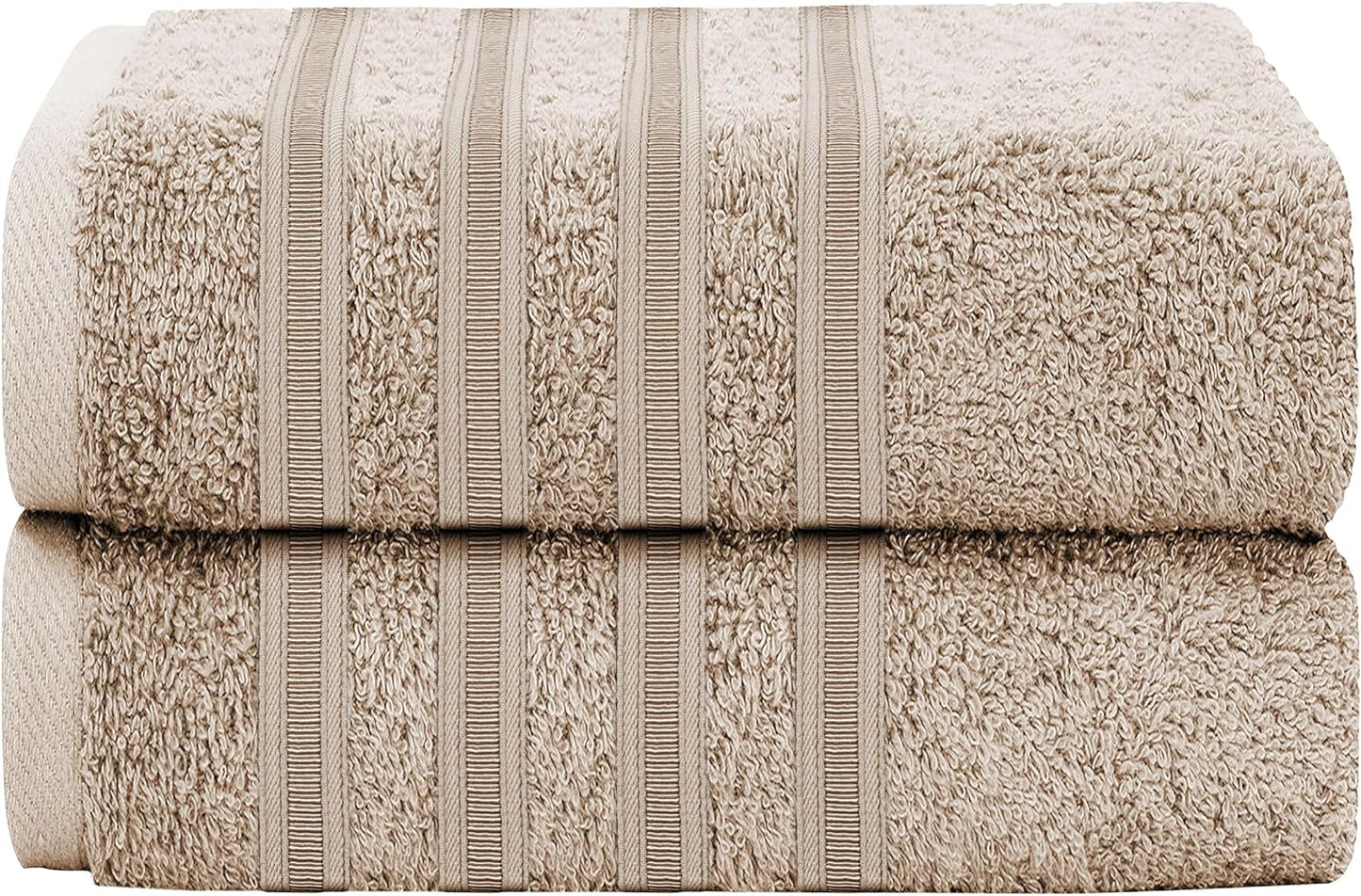 OLIVIA ROCCO Towel 2 PK JUMBO BATH SHEET / TAUPE Ritz Collection Towel Sets Bale Viscose Stripe Towels Range Highly Absorbent Wholesale Manchester UK