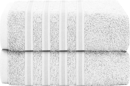 OLIVIA ROCCO Towel 2 PK JUMBO BATH SHEET / WHITE Ritz Collection Towel Sets Bale Viscose Stripe Towels Range Highly Absorbent Wholesale Manchester UK