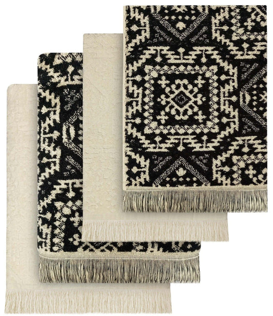 OLIVIA ROCCO Towel 4 Piece Towel Set Luxury Moroccan Jacquard Cotton Towels 500GSM Wholesale Manchester UK