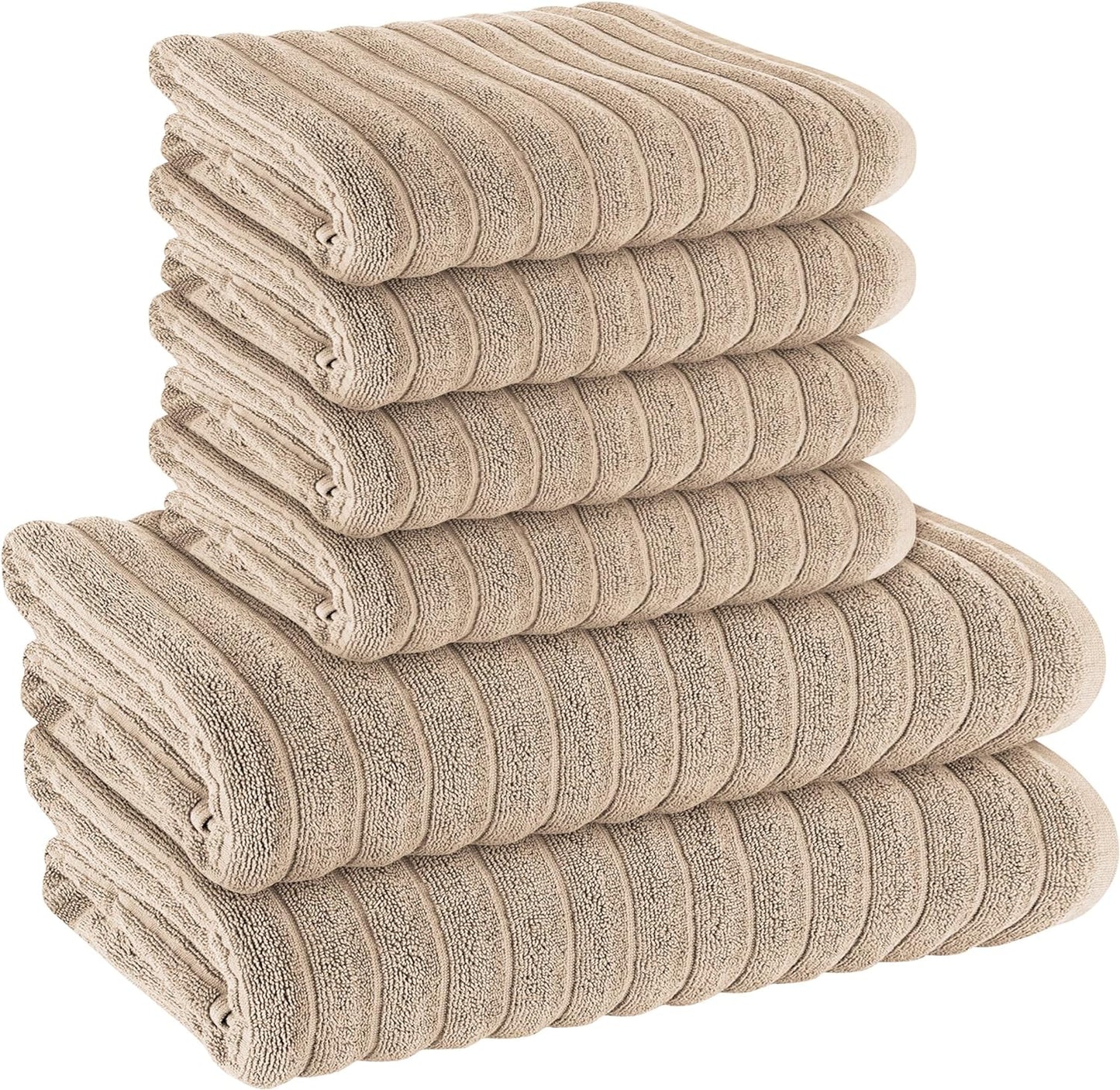 OLIVIA ROCCO Towel 6 PIECE TOWEL BALE / MINK Ribbed Towels Sets Range Hydro Cotton Bath linens Towel Wholesale Manchester UK