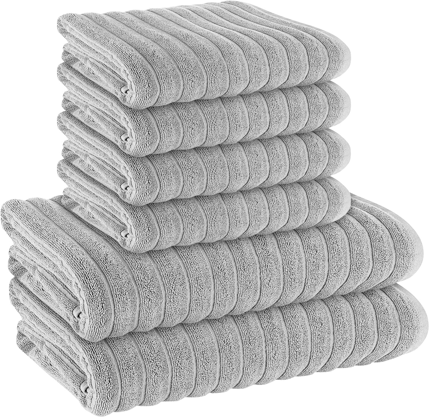 OLIVIA ROCCO Towel 6 PIECE TOWEL BALE / SILVER Ribbed Towels Sets Range Hydro Cotton Bath linens Towel Wholesale Manchester UK