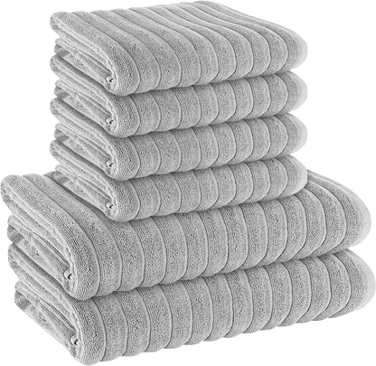 OLIVIA ROCCO Towel 6 PIECE TOWEL BALE / SILVER Ribbed Towels Sets Range Hydro Cotton Bath linens Towel Wholesale Manchester UK