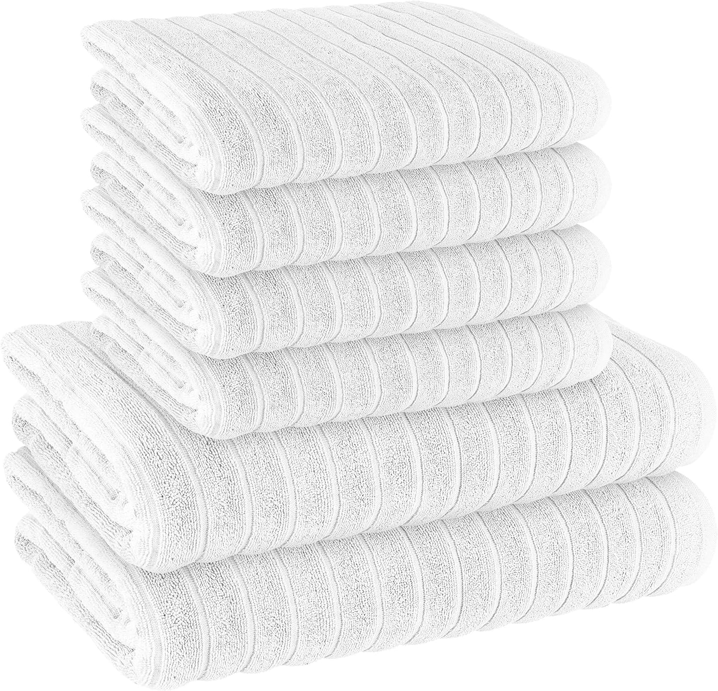 OLIVIA ROCCO Towel 6 PIECE TOWEL BALE / WHITE Ribbed Towels Sets Range Hydro Cotton Bath linens Towel Wholesale Manchester UK