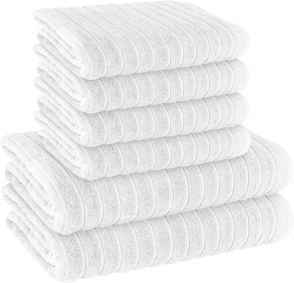 OLIVIA ROCCO Towel 6 PIECE TOWEL BALE / WHITE Ribbed Towels Sets Range Hydro Cotton Bath linens Towel Wholesale Manchester UK