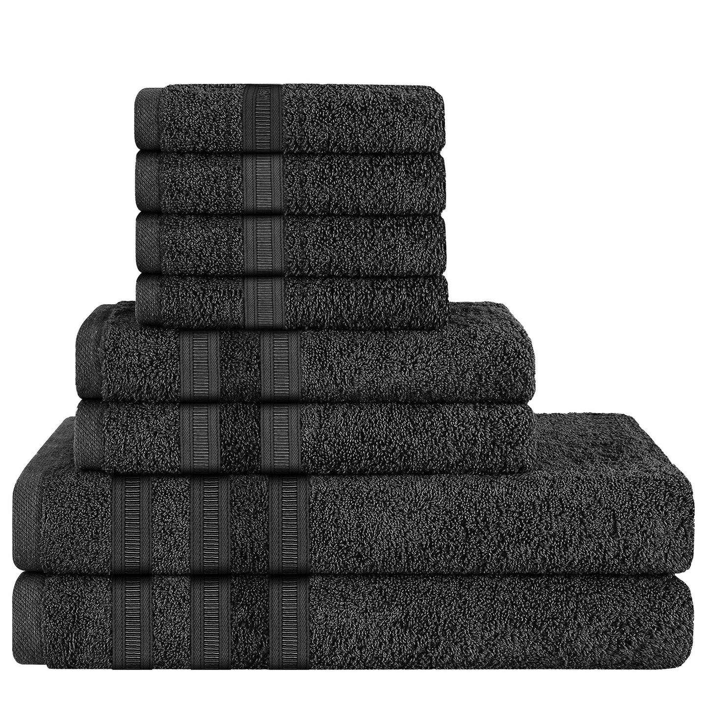 OLIVIA ROCCO Towel 8 PIECE TOWEL  BALE / BLACK Ritz Collection Towel Sets Bale Viscose Stripe Towels Range Highly Absorbent Wholesale Manchester UK