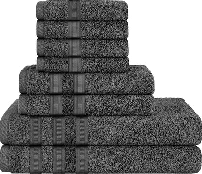 OLIVIA ROCCO Towel 8 PIECE TOWEL  BALE / CHARCOAL Ritz Collection Towel Sets Bale Viscose Stripe Towels Range Highly Absorbent Wholesale Manchester UK