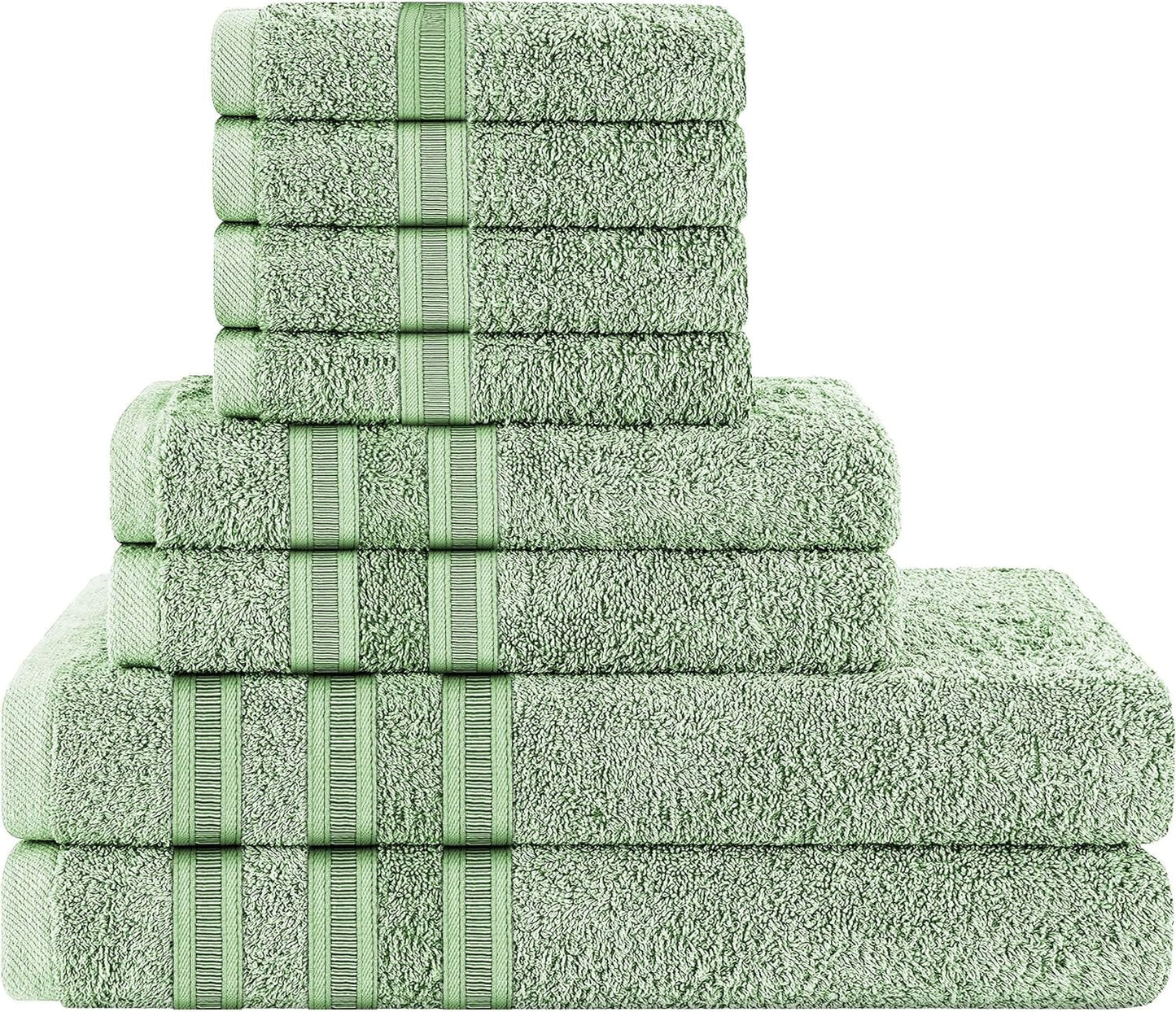 OLIVIA ROCCO Towel 8 PIECE TOWEL  BALE / SAGE GREEN Ritz Collection Towel Sets Bale Viscose Stripe Towels Range Highly Absorbent Wholesale Manchester UK
