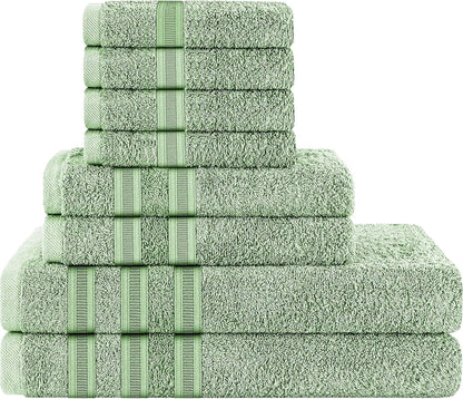 OLIVIA ROCCO Towel 8 PIECE TOWEL  BALE / SAGE GREEN Ritz Collection Towel Sets Bale Viscose Stripe Towels Range Highly Absorbent Wholesale Manchester UK