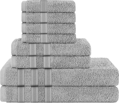 OLIVIA ROCCO Towel 8 PIECE TOWEL  BALE / SILVER Ritz Collection Towel Sets Bale Viscose Stripe Towels Range Highly Absorbent Wholesale Manchester UK