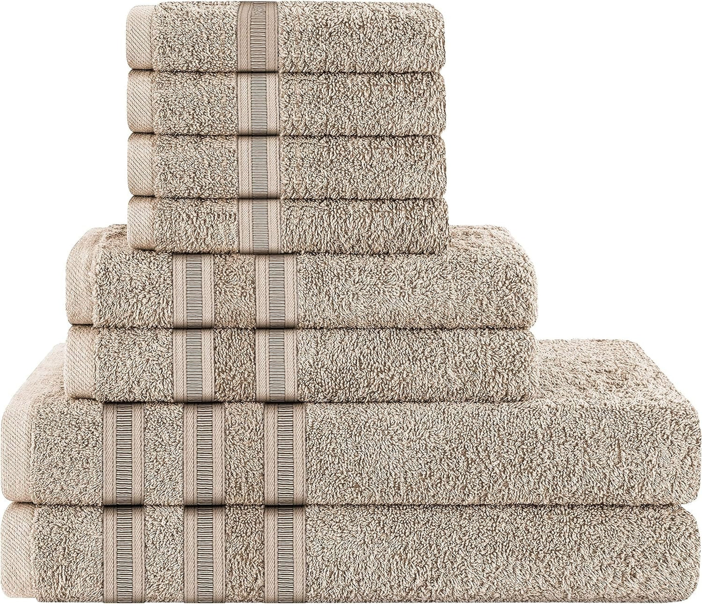 OLIVIA ROCCO Towel 8 PIECE TOWEL  BALE / TAUPE Ritz Collection Towel Sets Bale Viscose Stripe Towels Range Highly Absorbent Wholesale Manchester UK