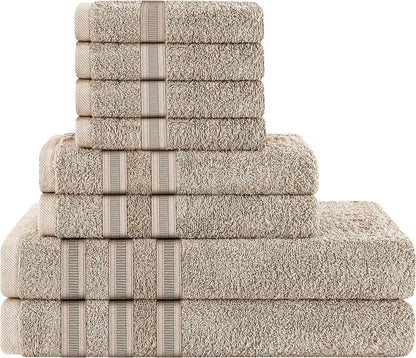 OLIVIA ROCCO Towel 8 PIECE TOWEL  BALE / TAUPE Ritz Collection Towel Sets Bale Viscose Stripe Towels Range Highly Absorbent Wholesale Manchester UK