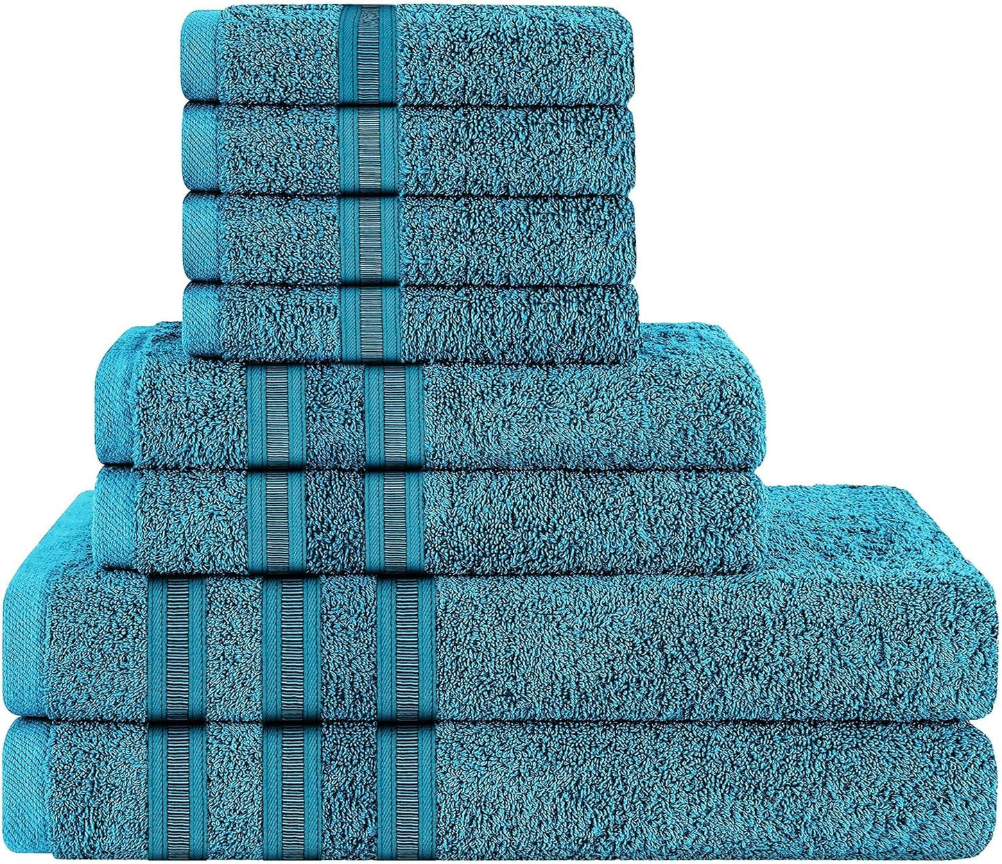 OLIVIA ROCCO Towel 8 PIECE TOWEL  BALE / TEAL Ritz Collection Towel Sets Bale Viscose Stripe Towels Range Highly Absorbent Wholesale Manchester UK