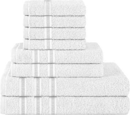 OLIVIA ROCCO Towel 8 PIECE TOWEL  BALE / WHITE Ritz Collection Towel Sets Bale Viscose Stripe Towels Range Highly Absorbent Wholesale Manchester UK