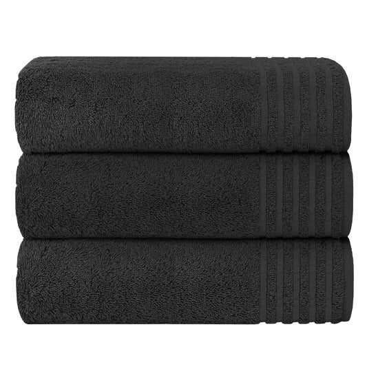 OLIVIA ROCCO Towel CHARCOAL 3 Pack Monaco Large Bath Sheets 100 Percent Cotton 500GSM Wholesale Manchester UK