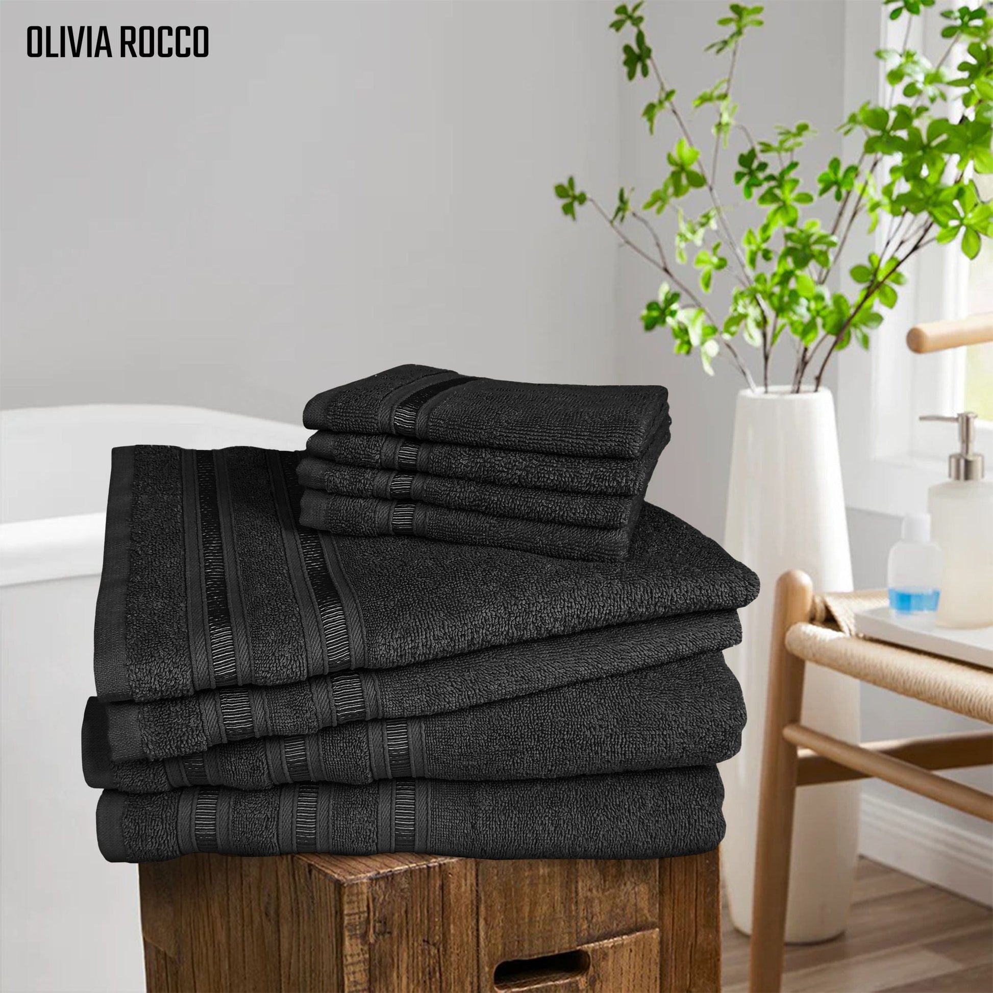 OLIVIA ROCCO Towel Ritz Collection Towel Sets Bale Viscose Stripe Towels Range Highly Absorbent Wholesale Manchester UK