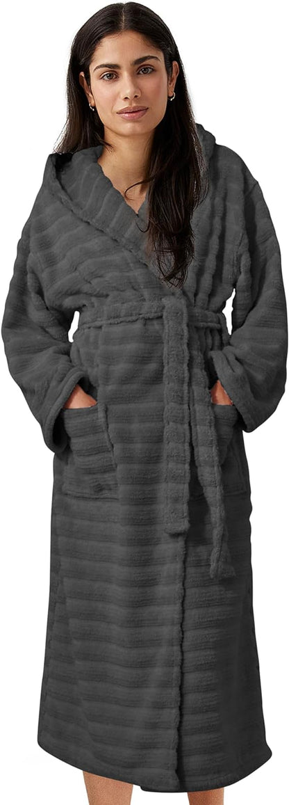 OLIVIA ROCCO Towel S - M / CHARCOAL Luxury Hydro Cotton Ribbed Bath Robes Wholesale Manchester UK